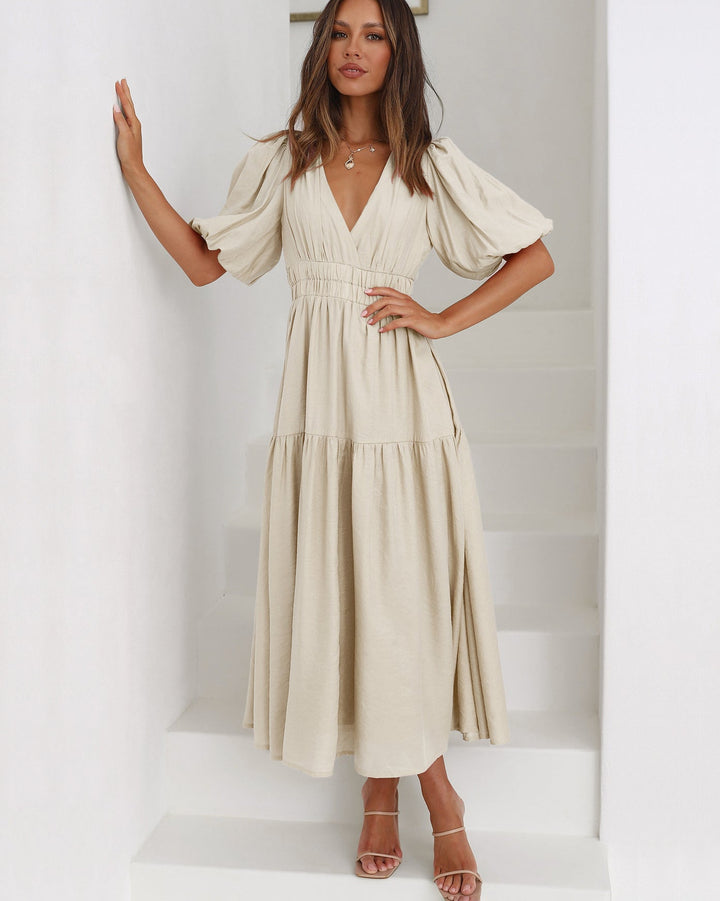 Lucia - V-Neck Puff Dress