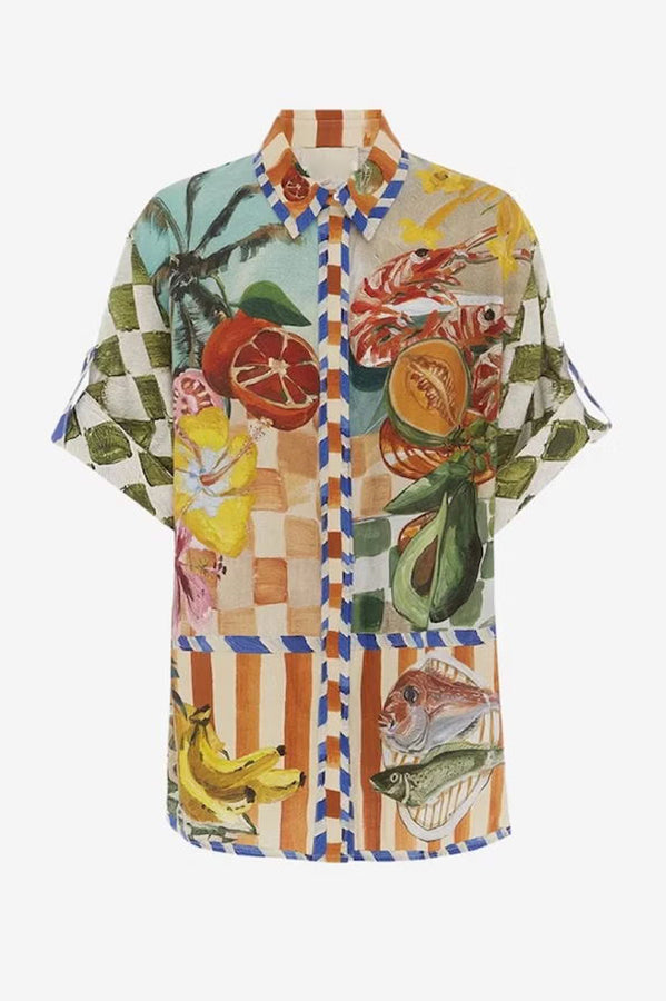 Tropical Fruit Oversized Blouse