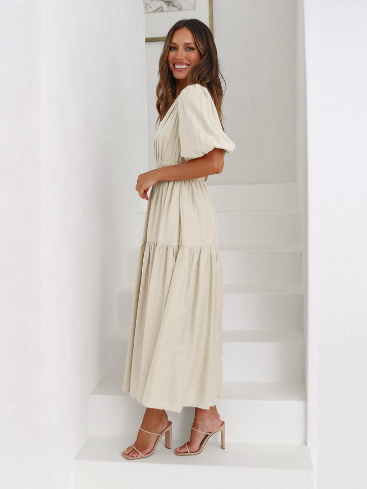 Lucia - V-Neck Puff Dress