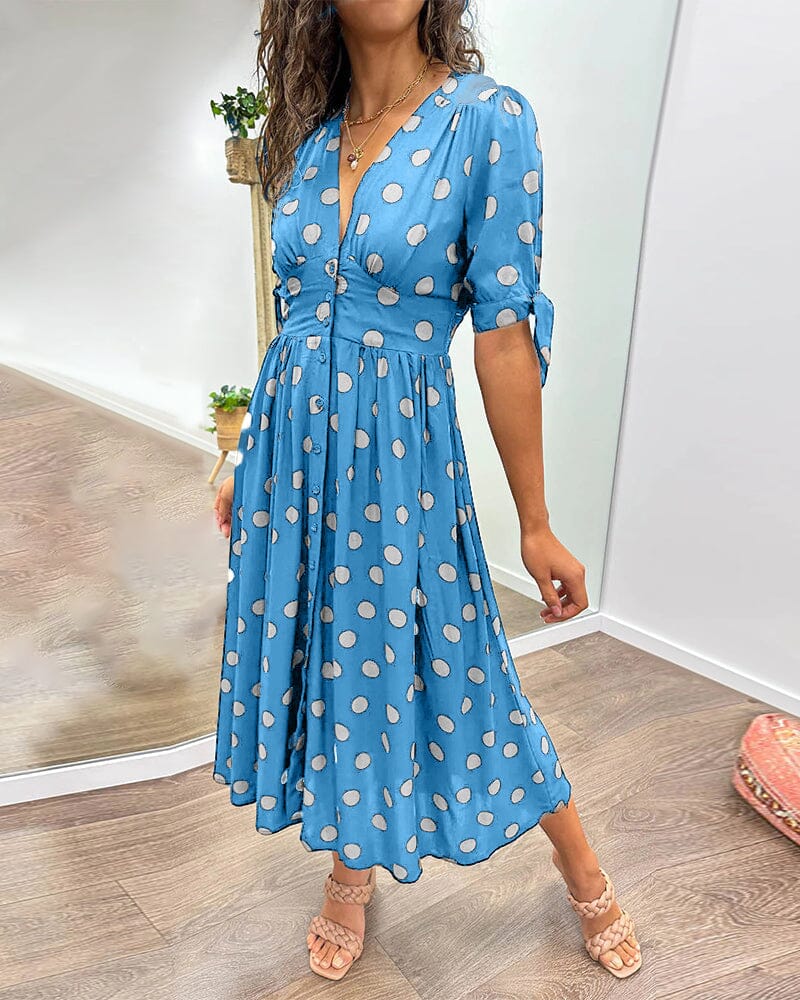 Melody - Polka Dots V-Neck Dress