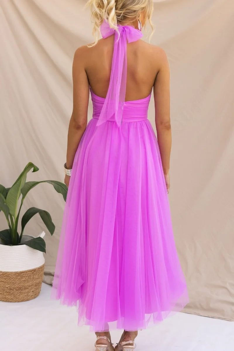 RILEY - Halter Tulle Midi Dress