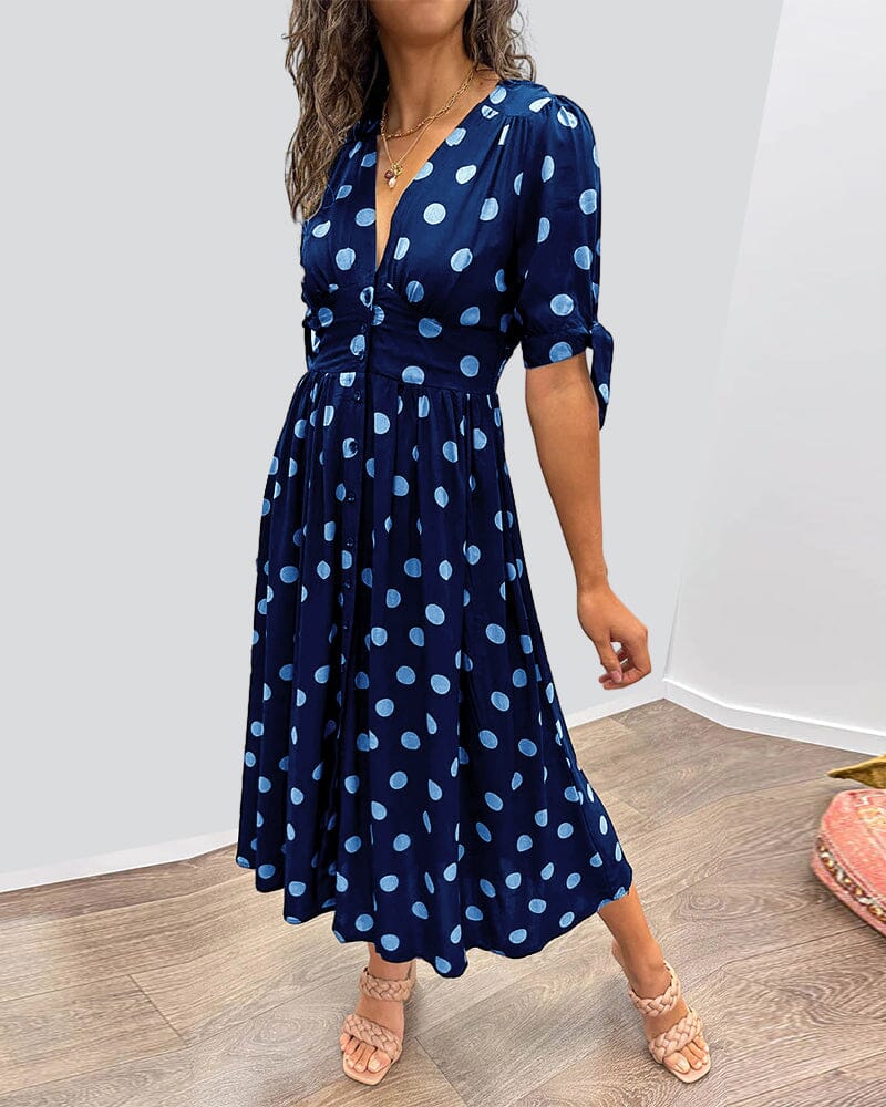Melody - Polka Dots V-Neck Dress