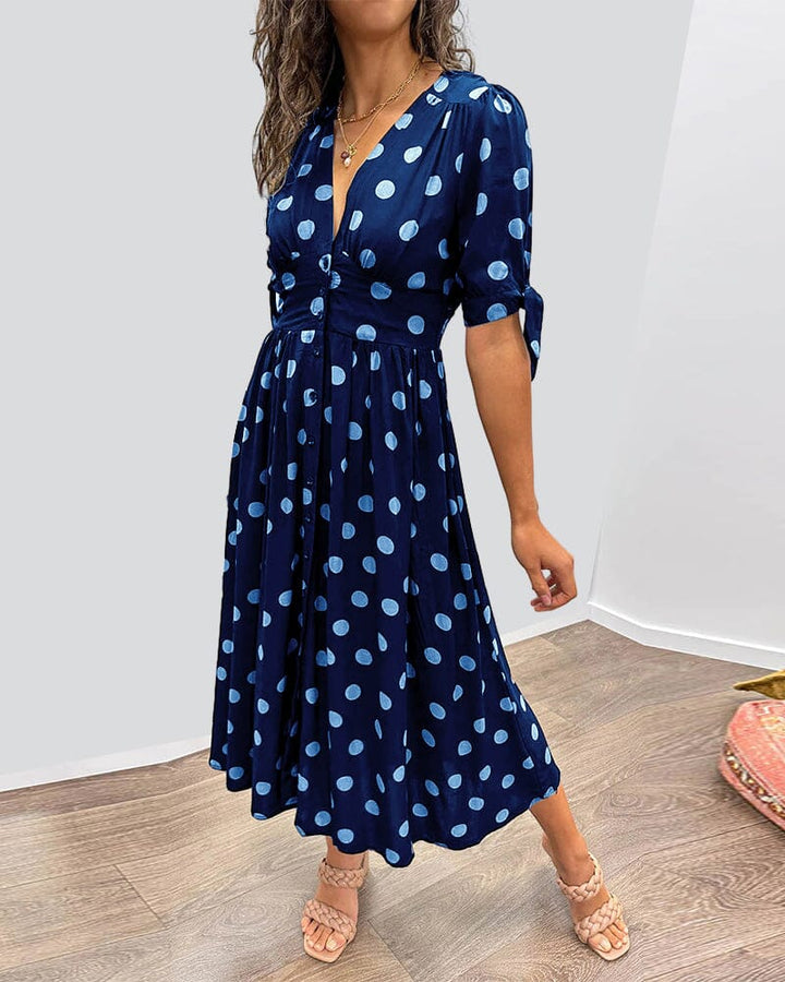 Melody - Polka Dots V-Neck Dress