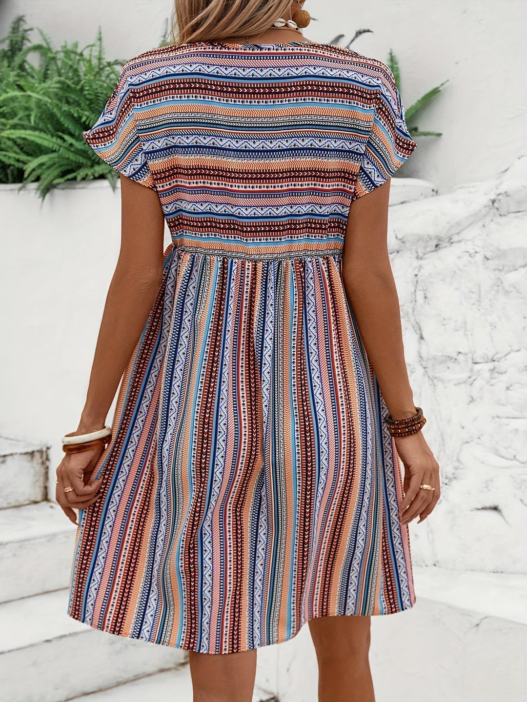 Agnes - Striped Boho Style Dress