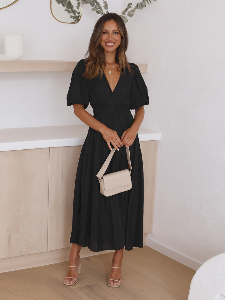 Lucia - V-Neck Puff Dress