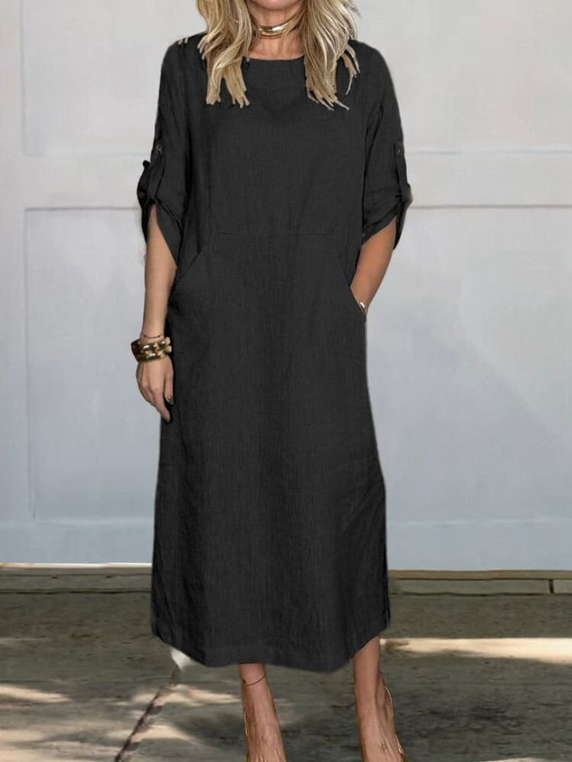 Colleen - Elegant Pocket Midi Dress