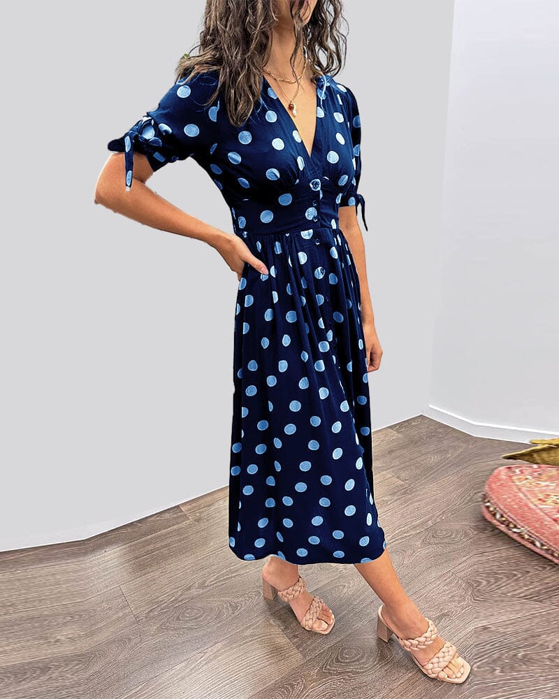 Melody - Polka Dots V-Neck Dress