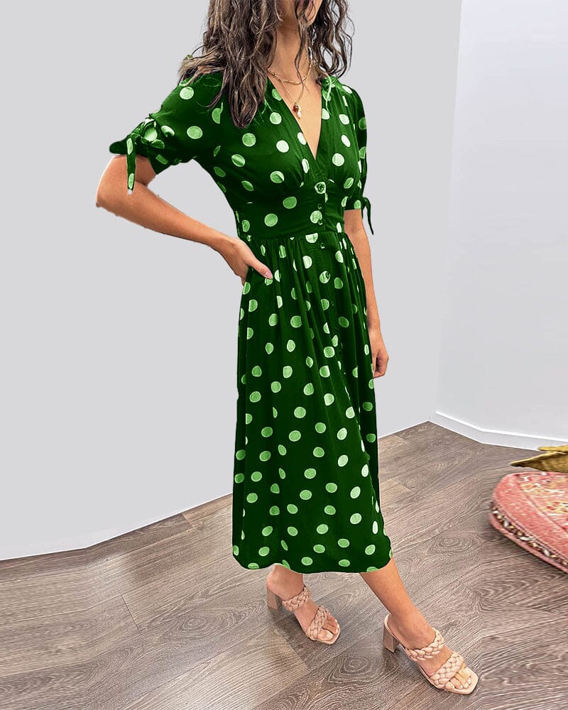 Melody - Polka Dots V-Neck Dress