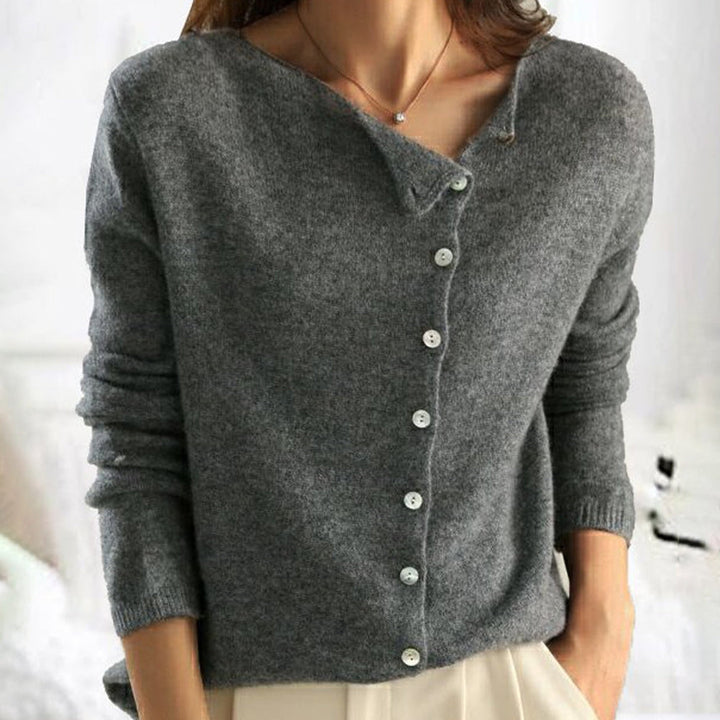 Kyra - Asymmetrical Button Sweater