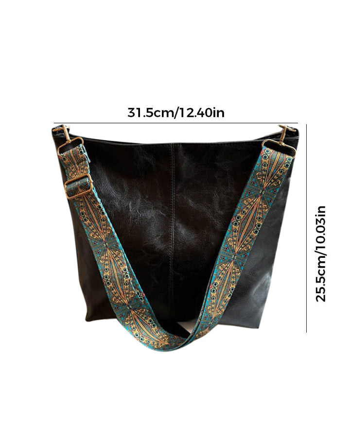 Bucket bag with large capacity and vintage shoulder strap