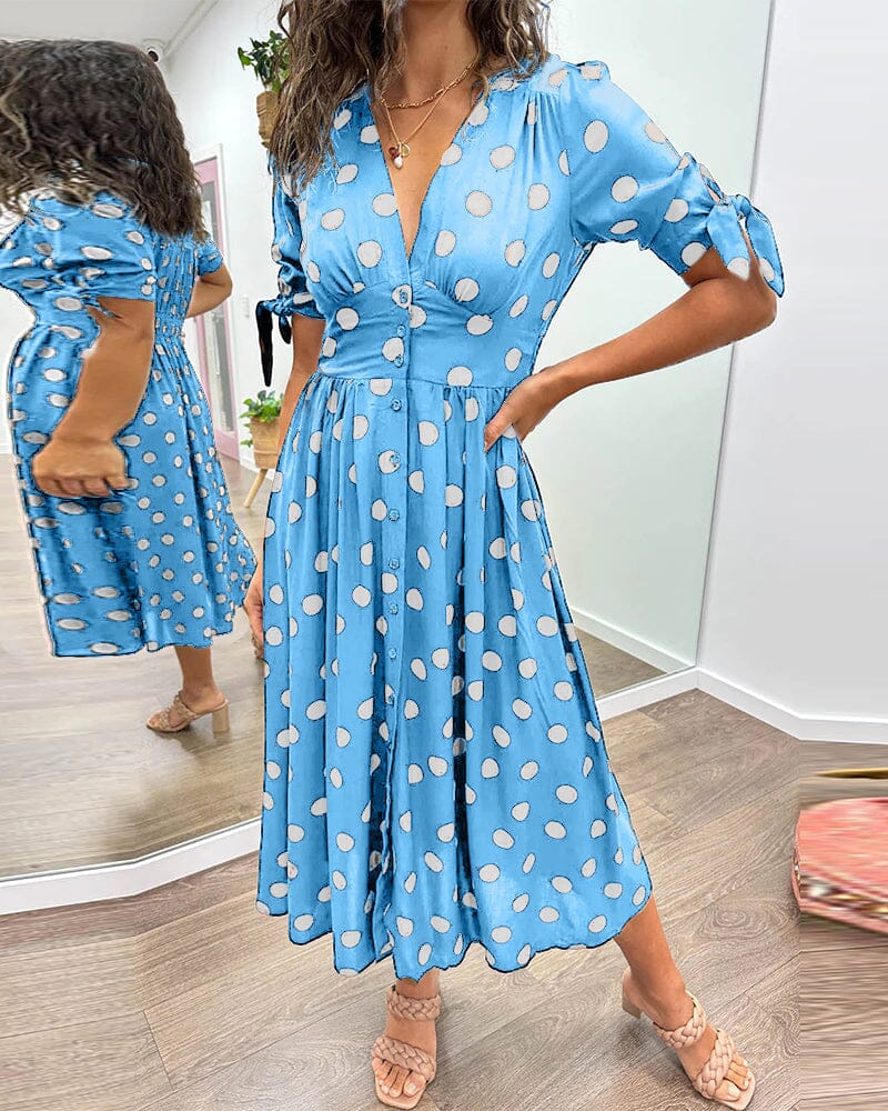 Melody - Polka Dots V-Neck Dress