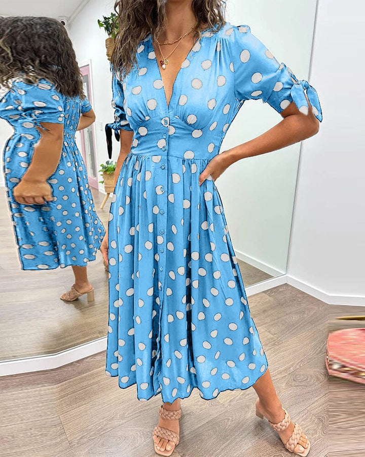 Melody - Polka Dots V-Neck Dress