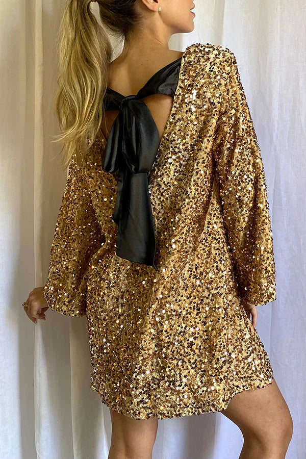 Rowena - Glamorous Sequin Bow Dress