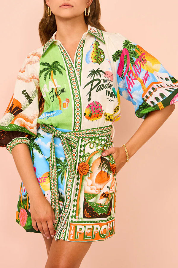 Summer Sophistication Belted Pocket Shirt Mini Dress
