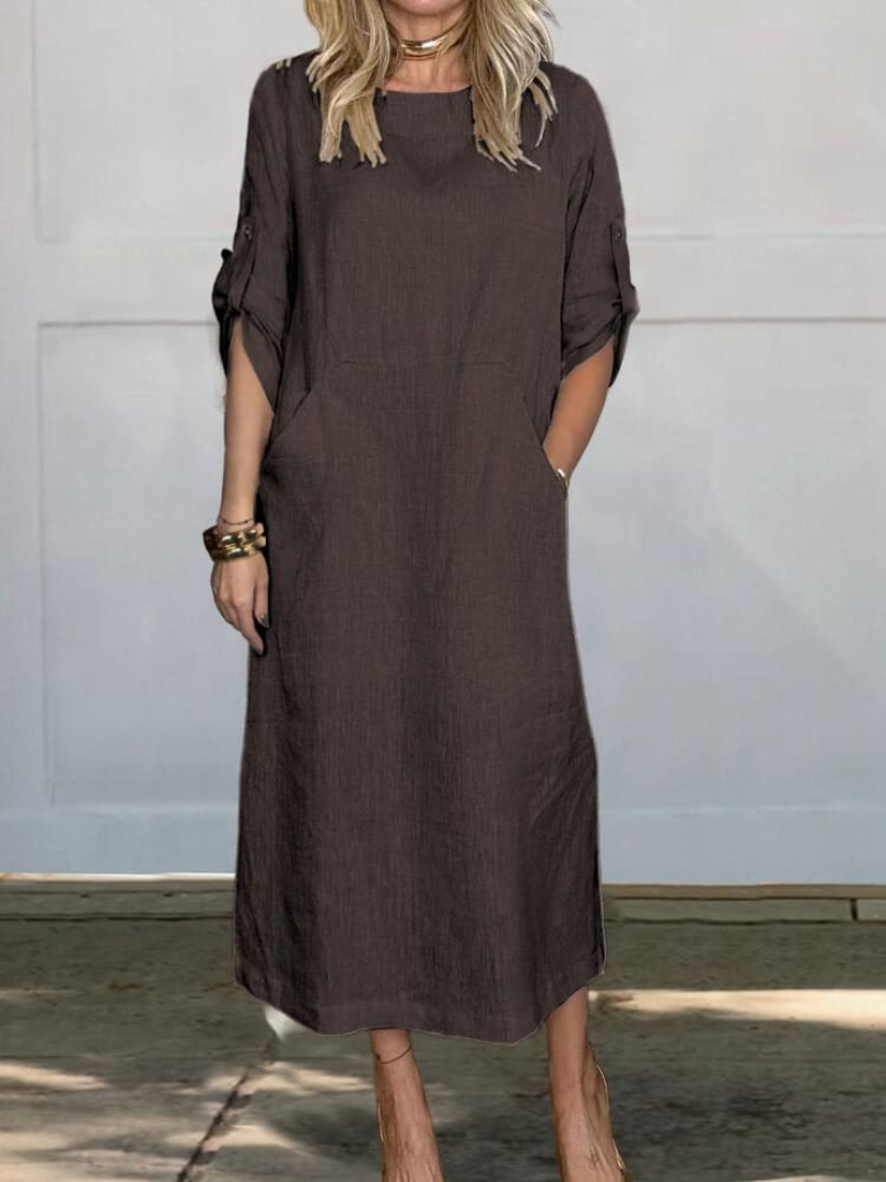Colleen - Elegant Pocket Midi Dress