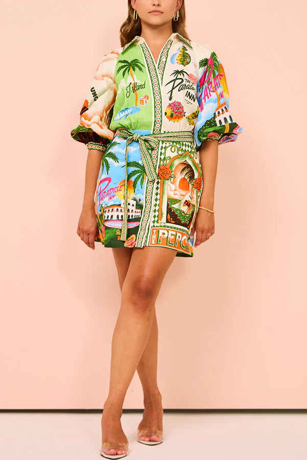 Summer Sophistication Belted Pocket Shirt Mini Dress