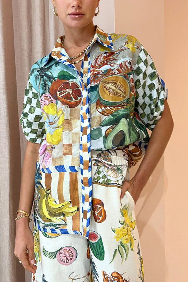 Tropical Fruit Oversized Blouse