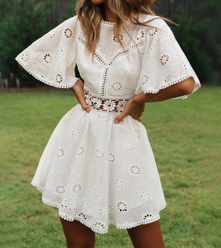 Fleur - Backless Bell-Sleeve Dress