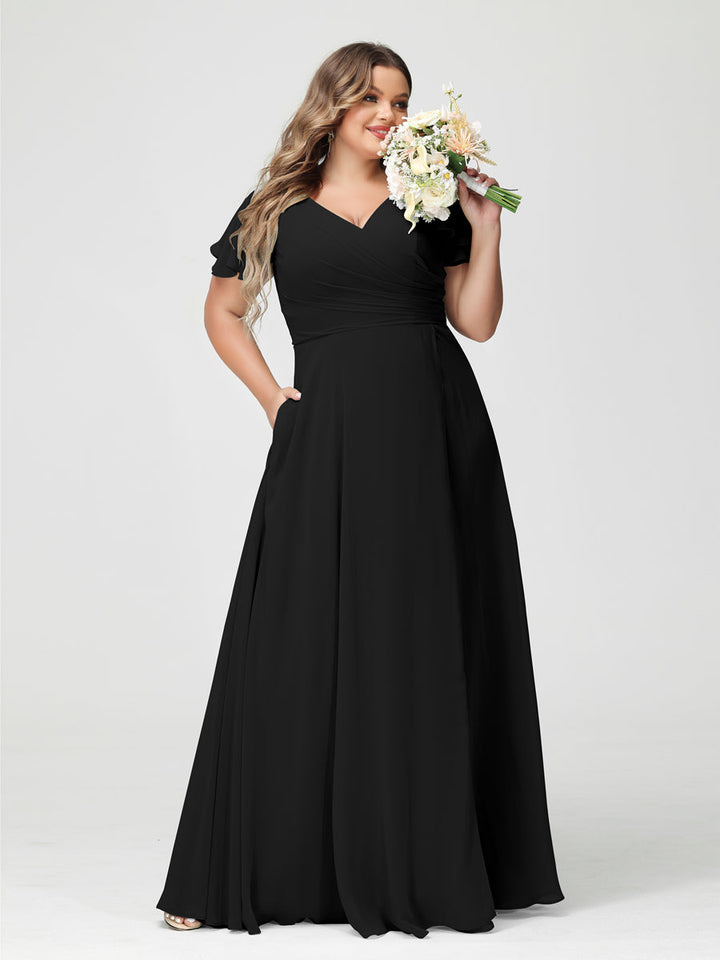 A-Line/Princess V-Neck Short Sleeves