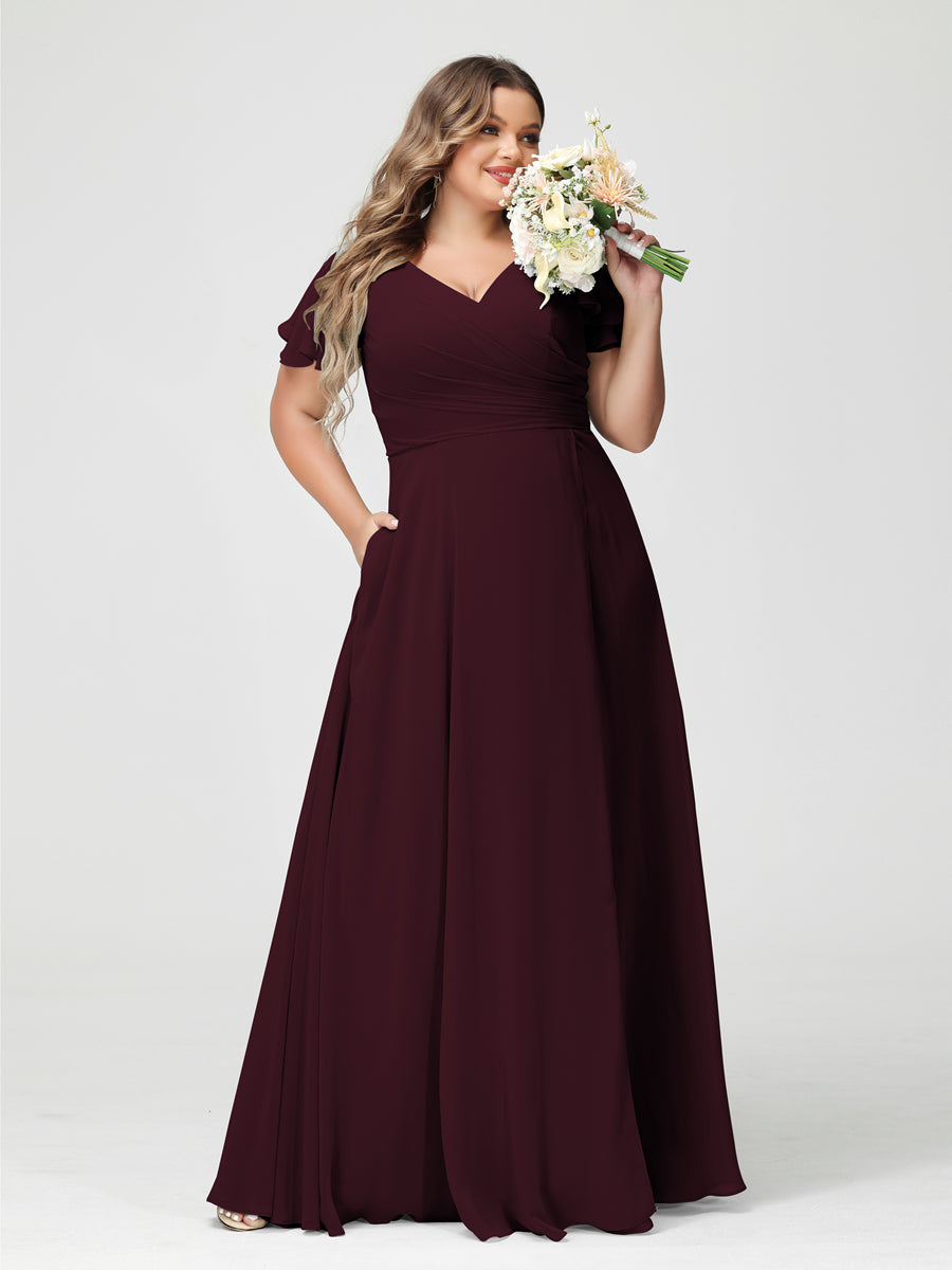 A-Line/Princess V-Neck Short Sleeves