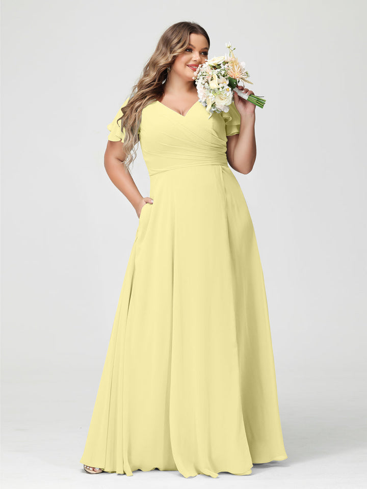 A-Line/Princess V-Neck Short Sleeves