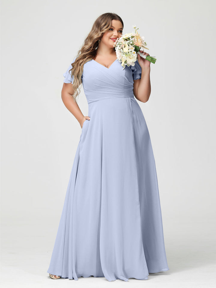 A-Line/Princess V-Neck Short Sleeves