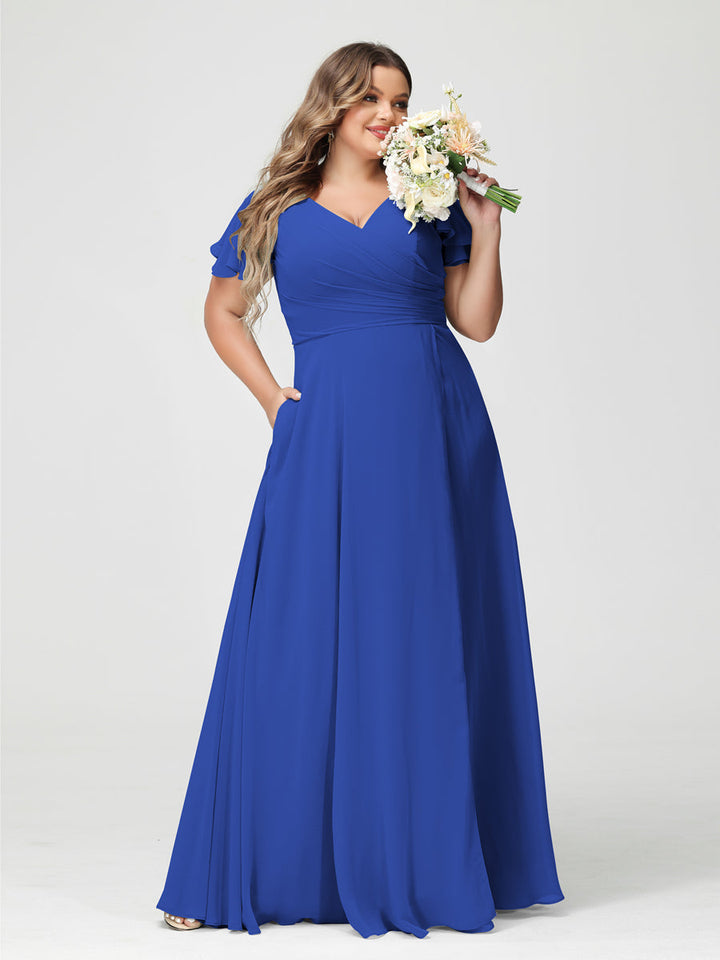 A-Line/Princess V-Neck Short Sleeves