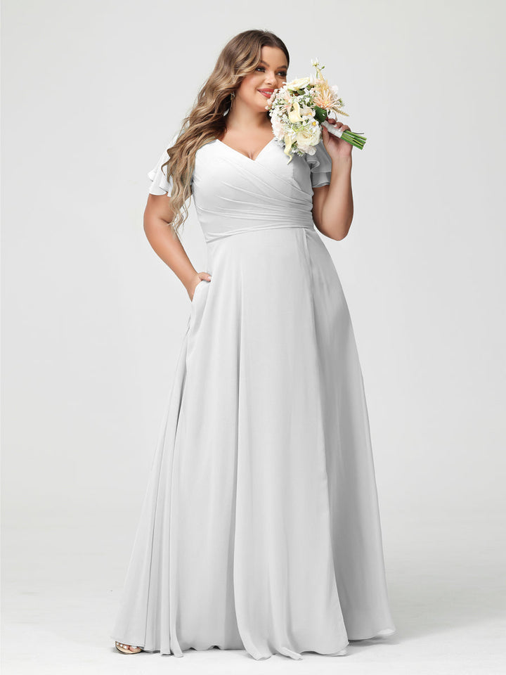 A-Line/Princess V-Neck Short Sleeves