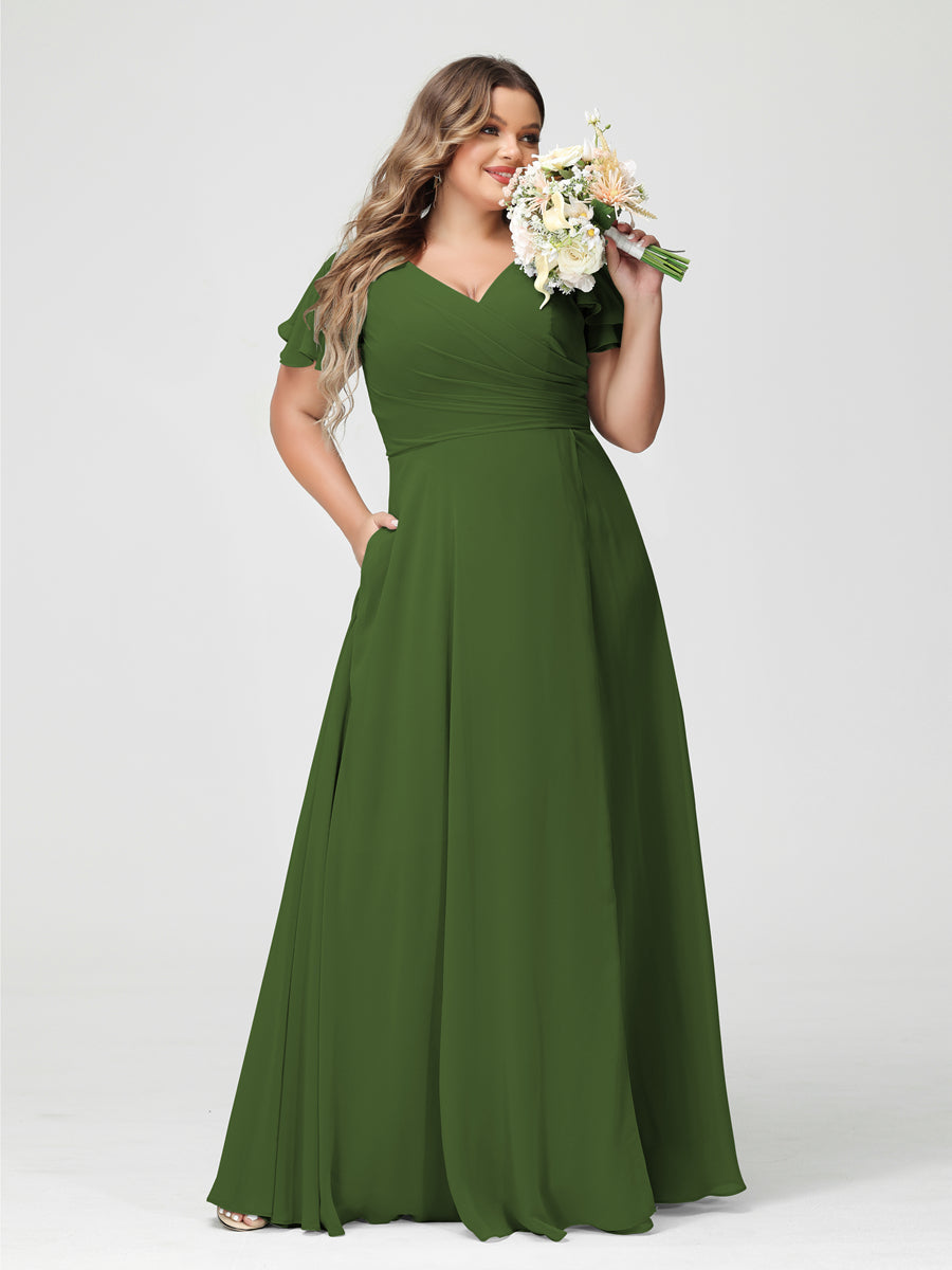 A-Line/Princess V-Neck Short Sleeves