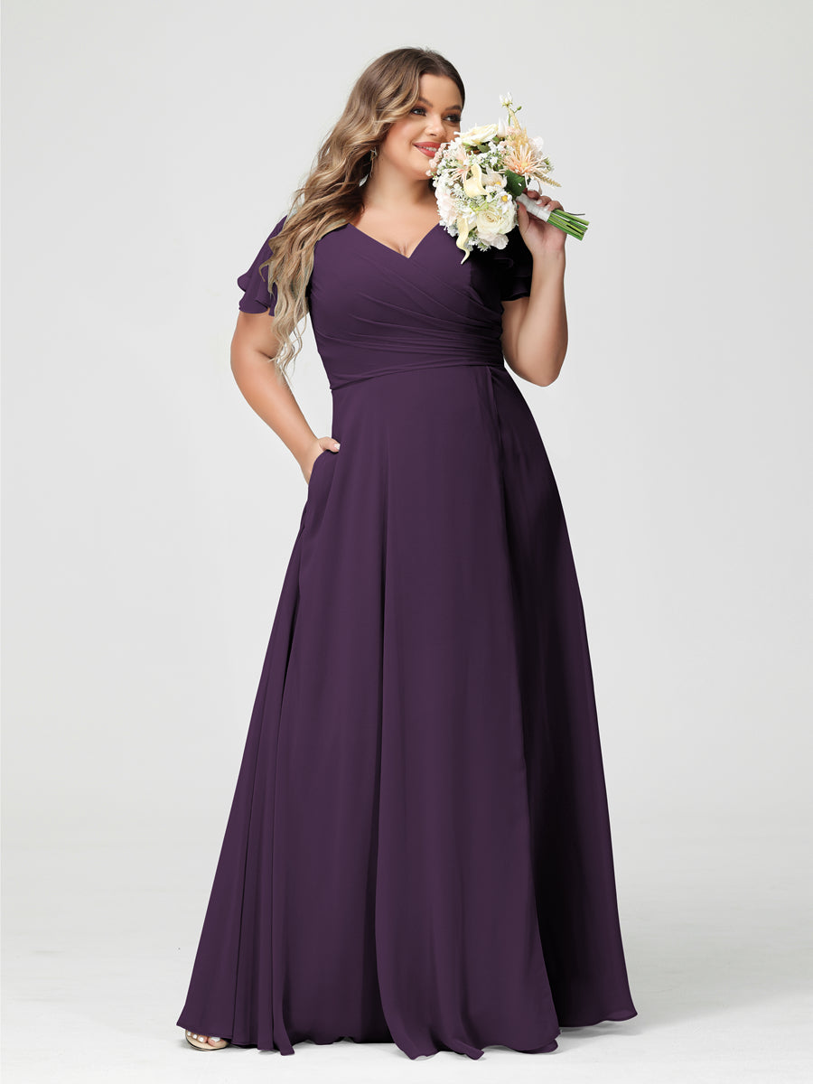 A-Line/Princess V-Neck Short Sleeves