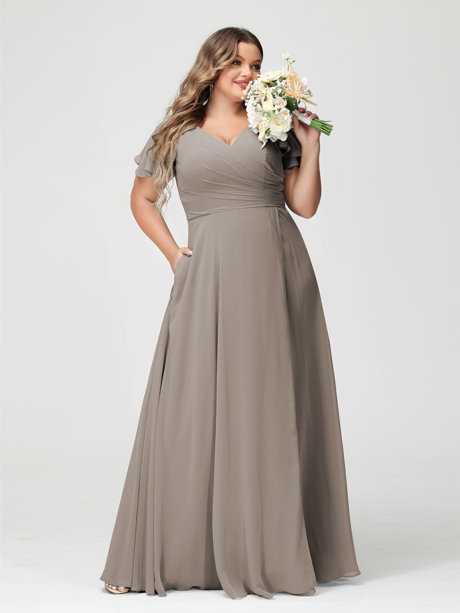 A-Line/Princess V-Neck Short Sleeves