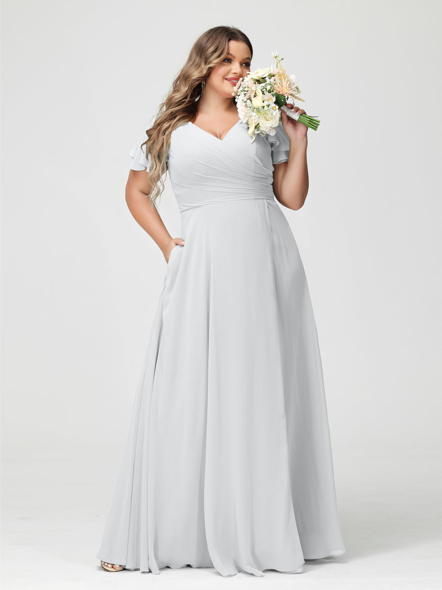 A-Line/Princess V-Neck Short Sleeves