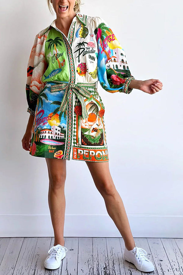 Summer Sophistication Belted Pocket Shirt Mini Dress
