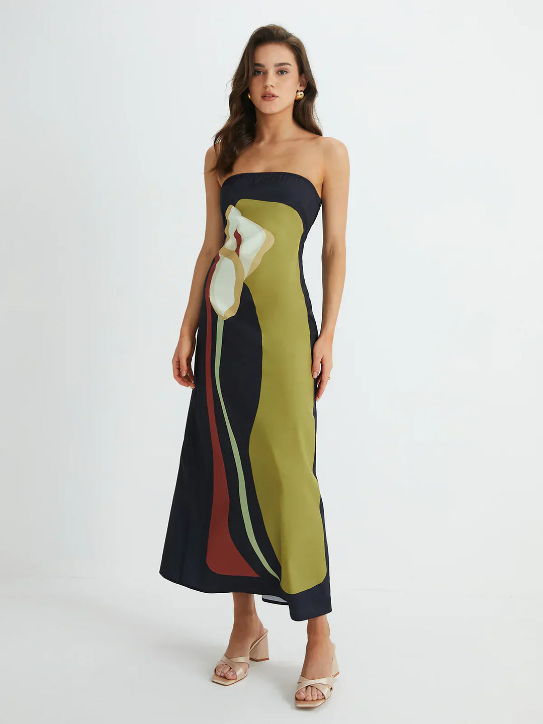 Lilia - Abstract Strapless Maxi Dress