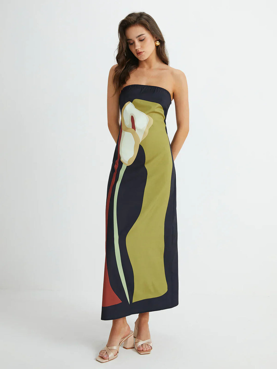 Lilia - Abstract Strapless Maxi Dress