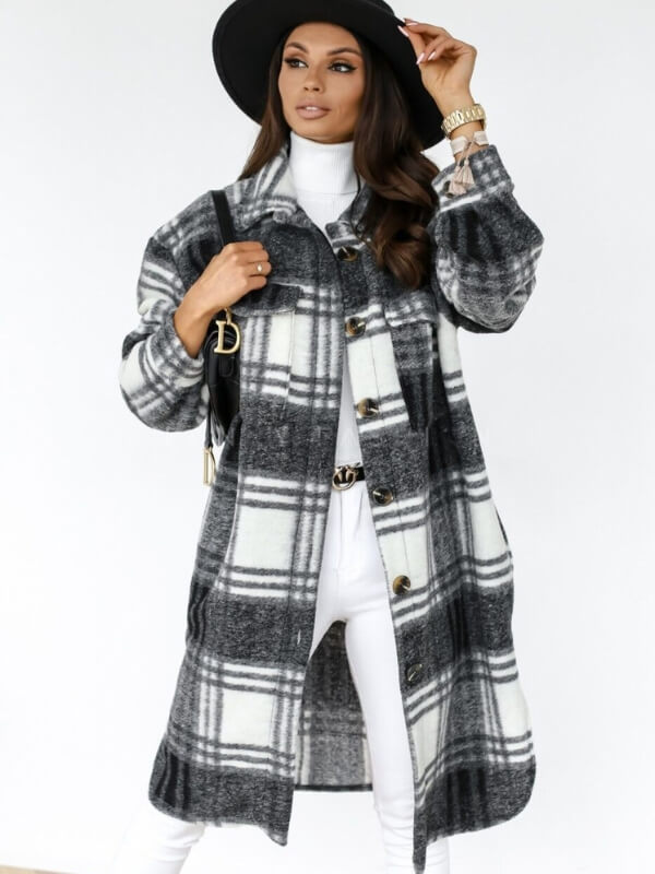 Kaitlyn - Plaid Longline Jacket