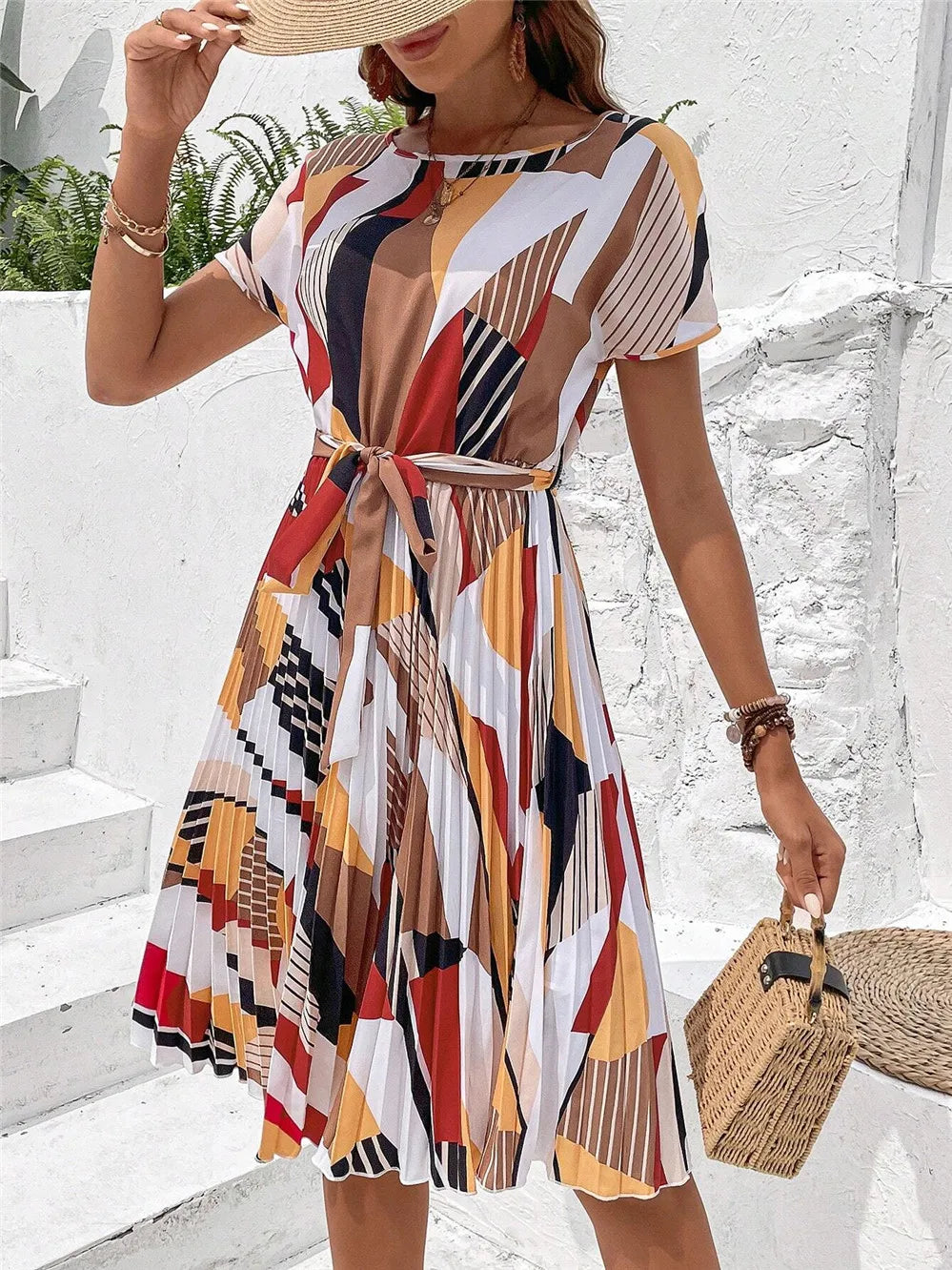 Pleated Lace Dress