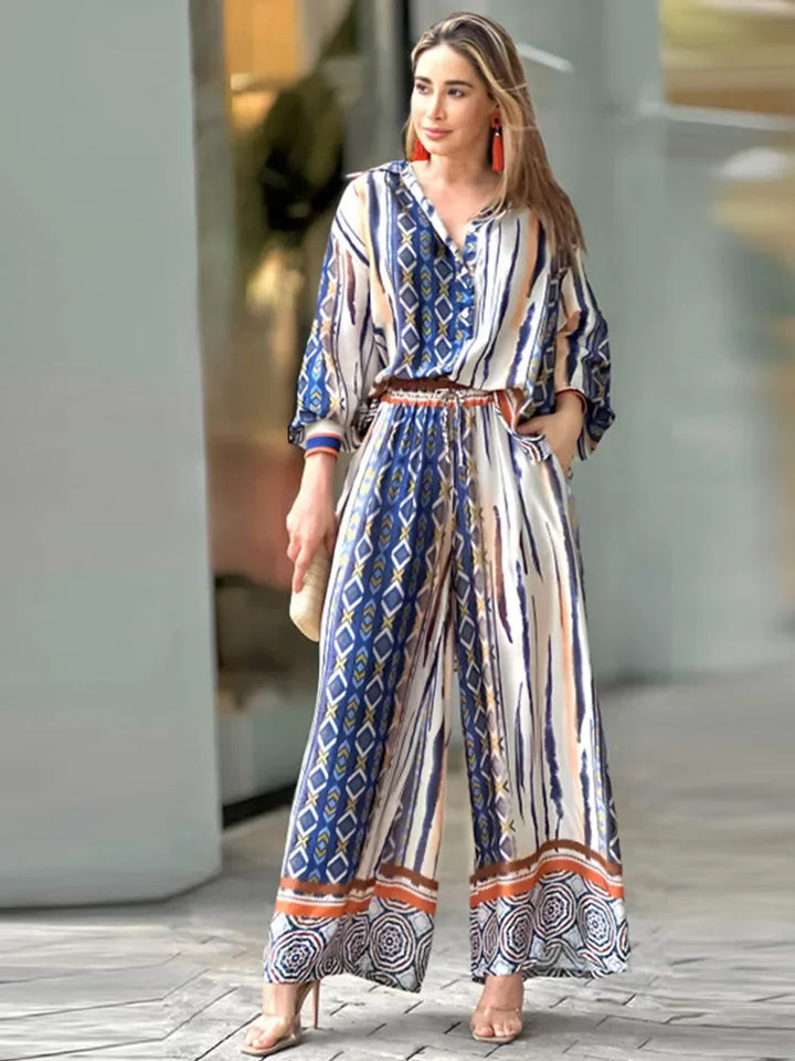 Ethnic Wide Leg Trouser Set