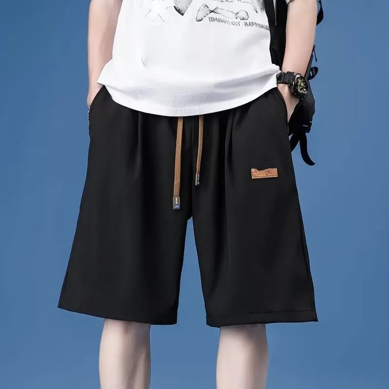 Workwear shorts, men's multiple pockets, medium shorts, summer thin loose cropped pants