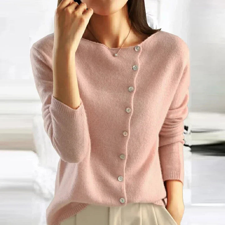Kyra - Asymmetrical Button Sweater