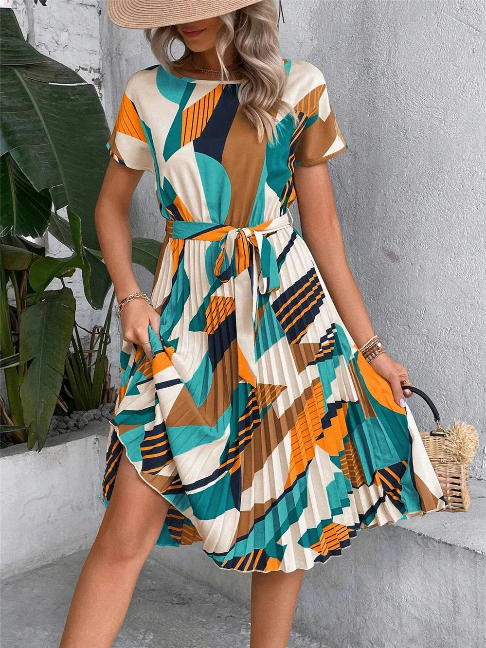 Pleated Lace Dress