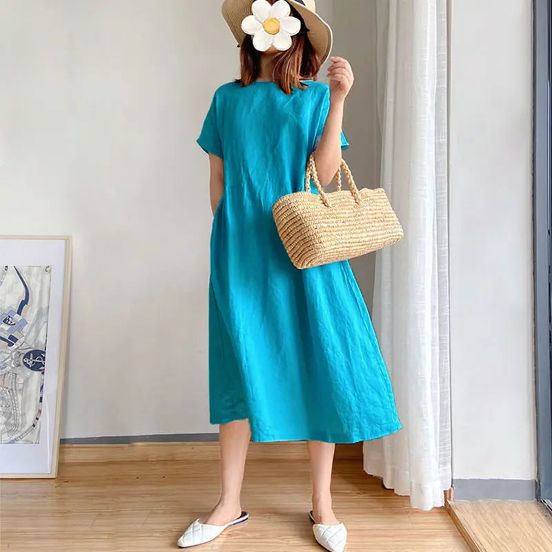 Cotton Linen Midi Dress