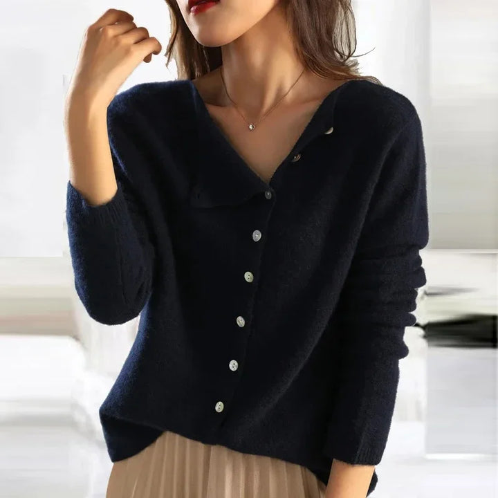 Kyra - Asymmetrical Button Sweater