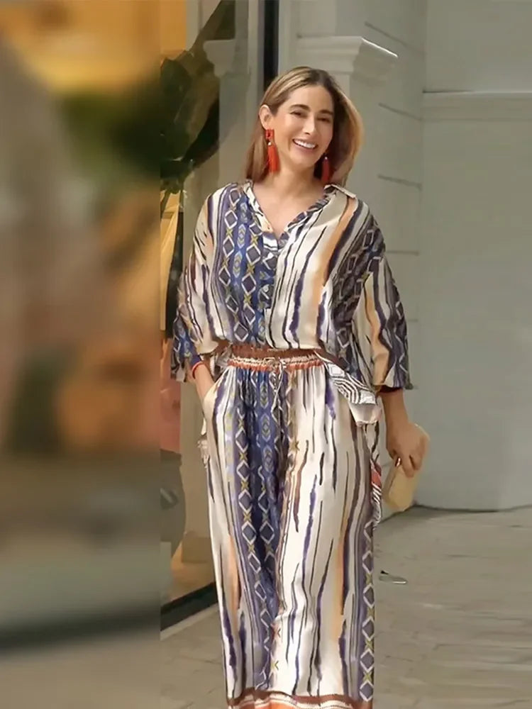Ethnic Wide Leg Trouser Set