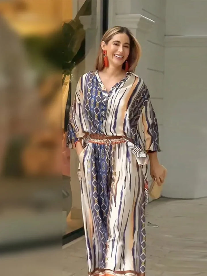 Ethnic Wide Leg Trouser Set