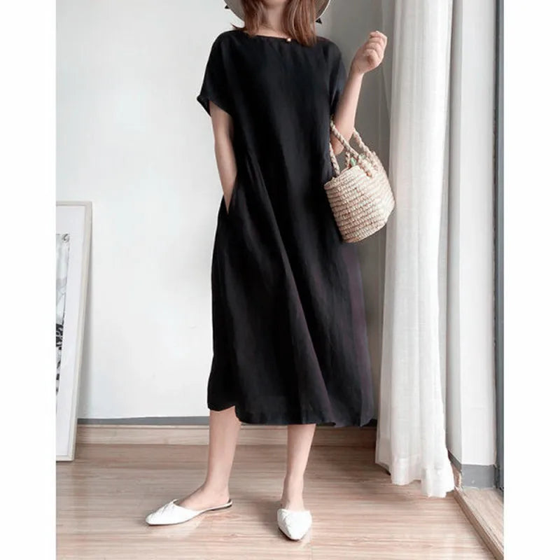 Cotton Linen Midi Dress