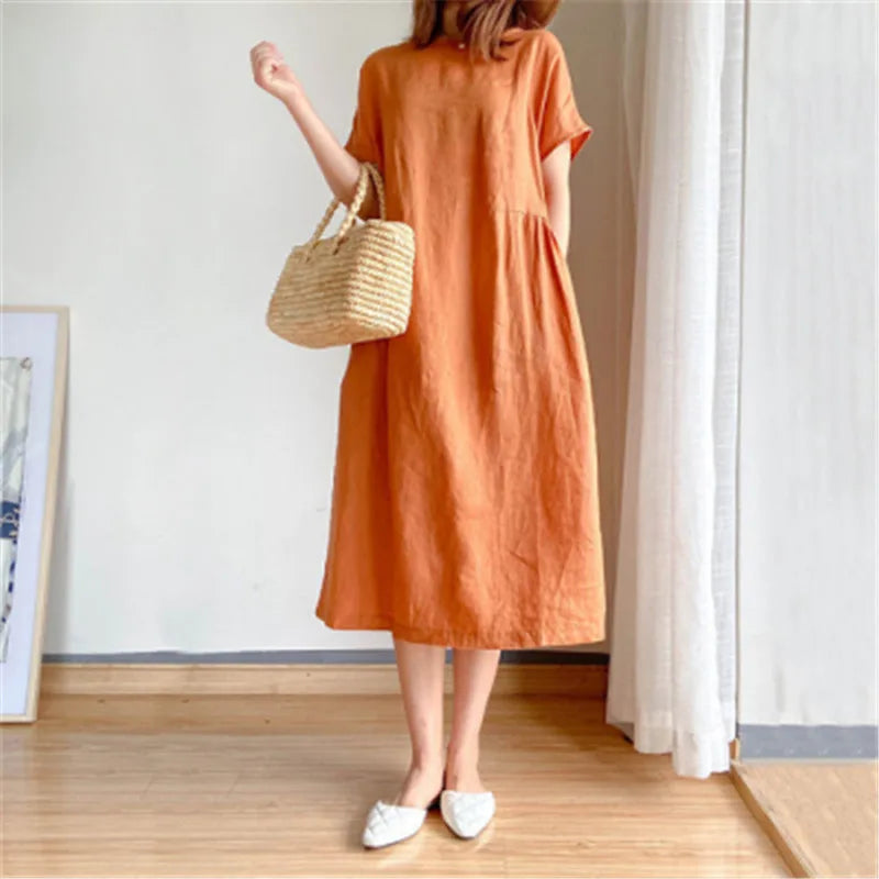 Cotton Linen Midi Dress