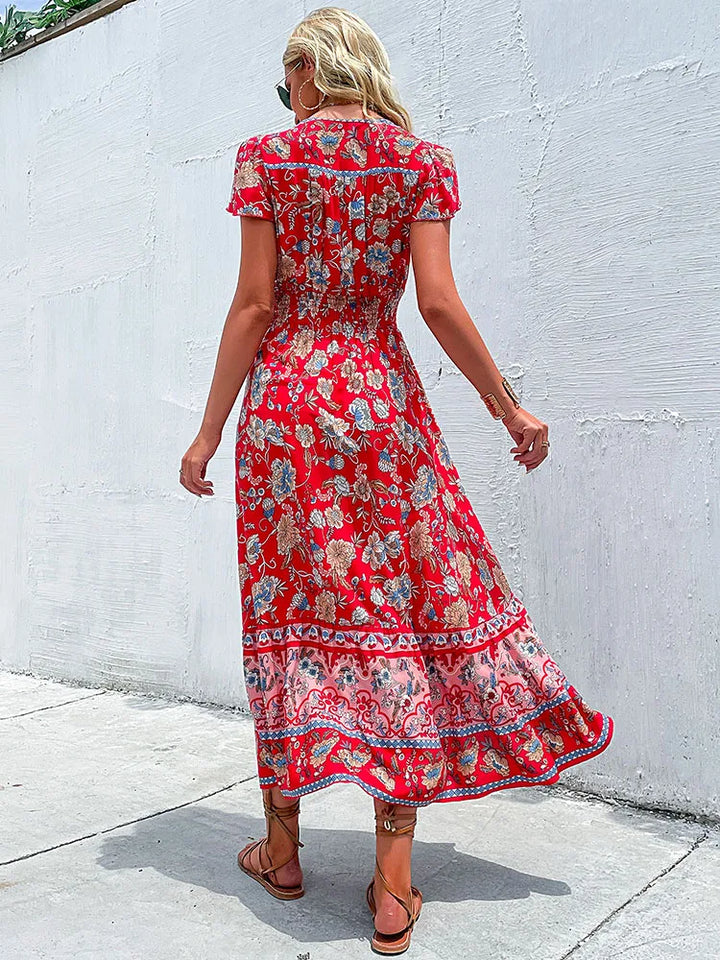 Boho Floral Midi Dress