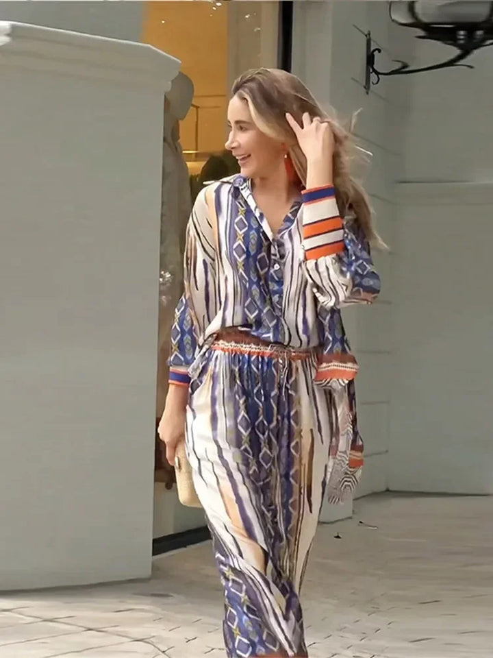 Ethnic Wide Leg Trouser Set