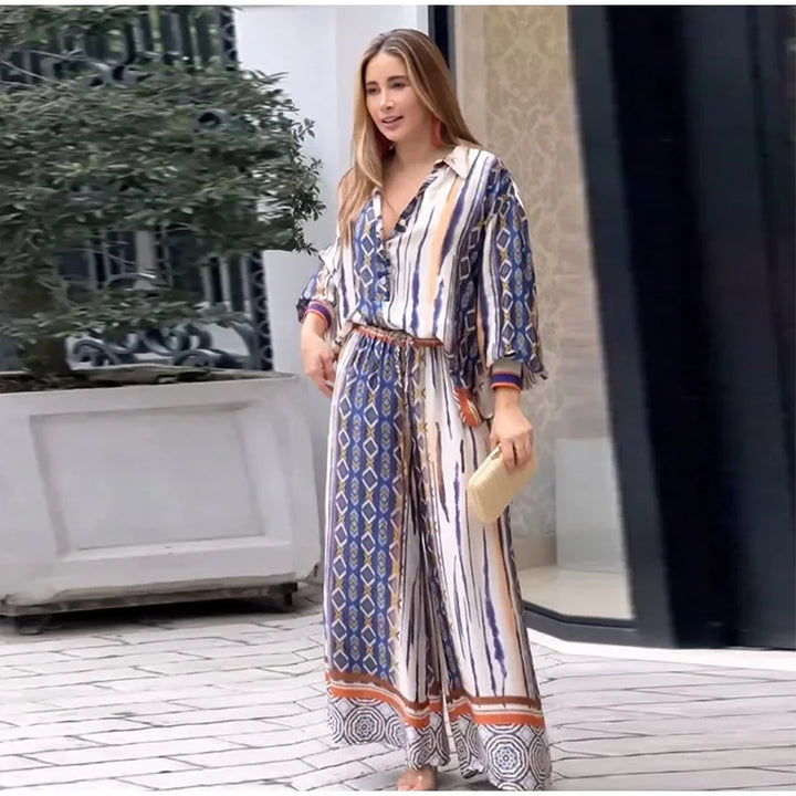 Ethnic Wide Leg Trouser Set